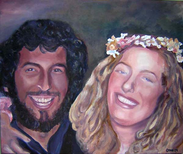 Steven and Ellie on Their Wedding Day. 30" x 36", Acrylic on Canvas, © 2004 Cedar Lee