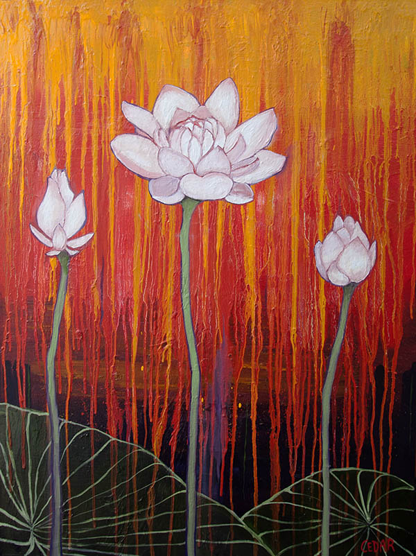 Courage Blooms. 40" x 30", Oil on Canvas, © 2017 Cedar Lee