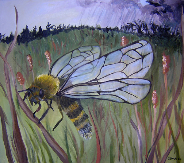 Bee. 28" x 32", Acrylic on Canvas, © 2005 Cedar Lee