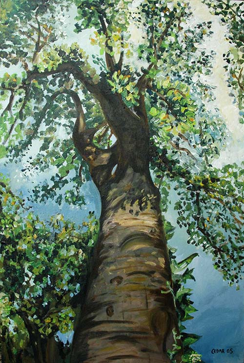 Emerald Leaves. 30" x 20", Acrylic on Canvas, © 2005 Cedar Lee