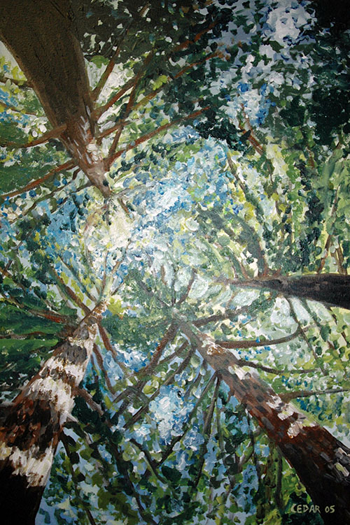 Reaching for the Sky. 24" x 16", Acrylic on Canvas, © 2005 Cedar Lee