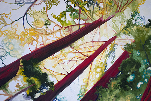 Detail: Kaleidoscopic Forest. 48" x 48", Oil on Wood, © 2017 Cedar Lee 