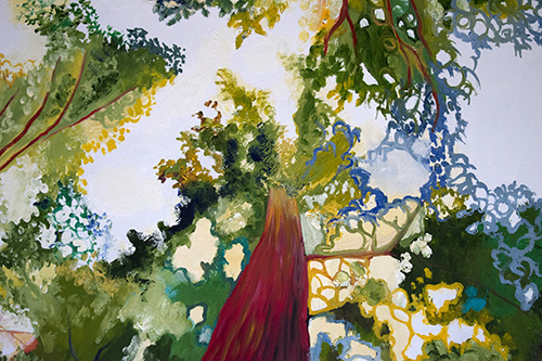 Detail: Kaleidoscopic Forest. 48" x 48", Oil on Wood, © 2017 Cedar Lee 