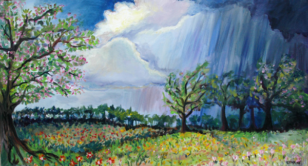 Spring Thunder. 26" x 48", Acrylic on Canvas, © 2006 Cedar Lee