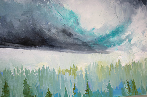 Detail: Visions of Rain. 12" x 36", Oil on Canvas, © 2017 Cedar Lee
