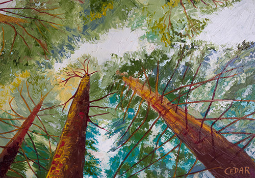 Detail: Warm Woods. 20" x 20", Oil on Canvas, © 2018 Cedar Lee 