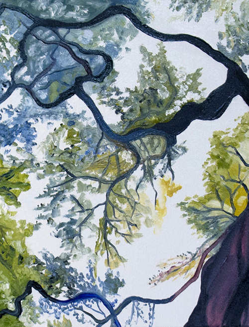 Close-up detail: Arboreal Dendrites. 12" x 36", Oil on Canvas, © 2018 Cedar Lee