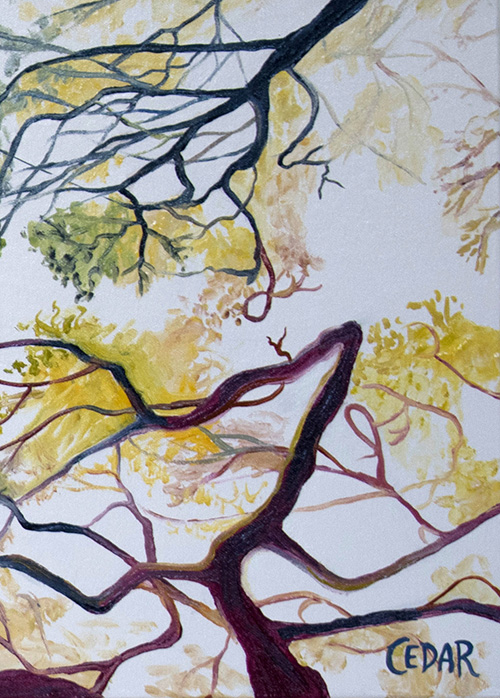 Close-up detail: Arboreal Dendrites. 12" x 36", Oil on Canvas, © 2018 Cedar Lee