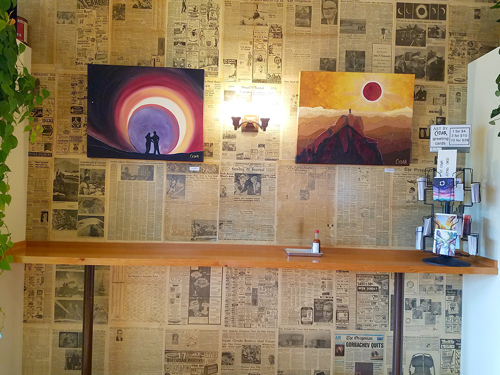 Art by Cedar Lee at Beeswing Cafe in Portland