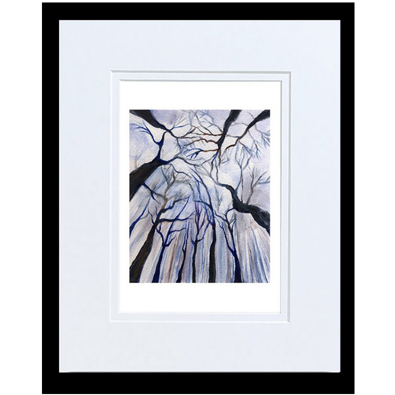 Study of Winter Branches. 10” x 8” (16” x 13” matted & framed behind glass), Acrylic on Paper, © 2014 Cedar Lee