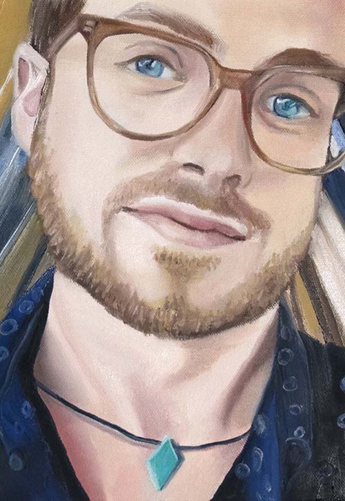 Detail: Thor. 16" x 16", Oil on Canvas, © 2018 Cedar Lee