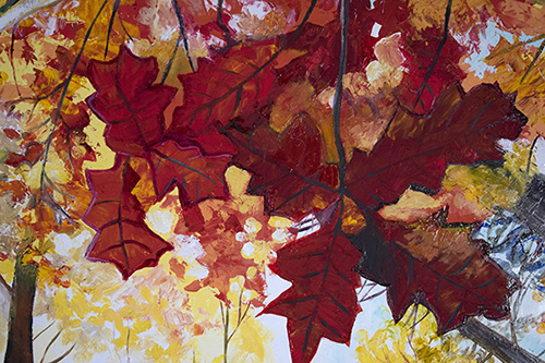 Detail: Fall. 30″ x 40″, Oil on Wood, © 2018 Cedar Lee