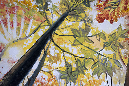 Detail: Fall. 30″ x 40″, Oil on Wood, © 2018 Cedar Lee