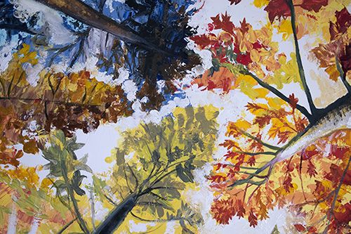 Detail: Fall. 30″ x 40″, Oil on Wood, © 2018 Cedar Lee