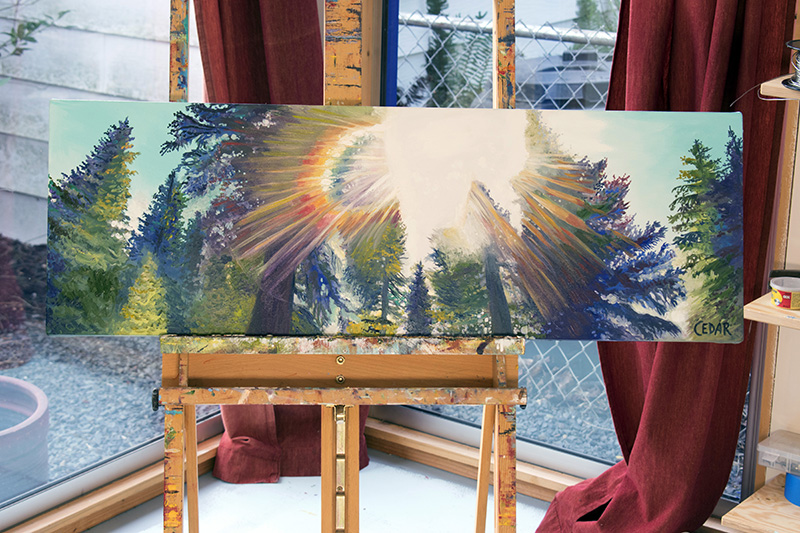 Evergreen Spectrum . 12" x 36", Oil on Canvas, © 2018 Cedar Lee