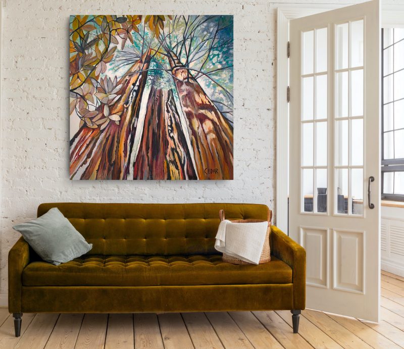 Redwood Forest Art by Cedar Lee in living room