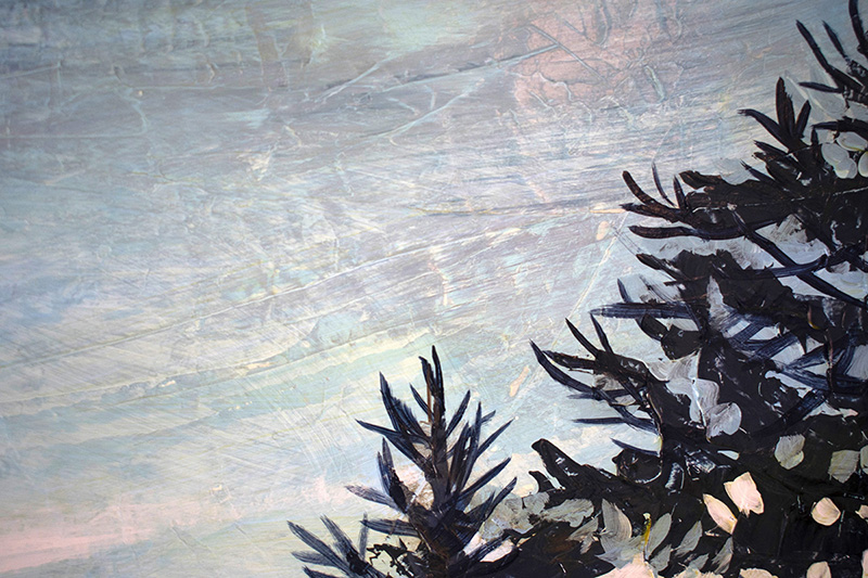 Closeup detail of thick texture on Cedar Lee painting