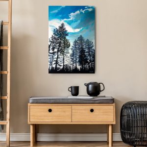 Sapphire Atmosphere Trees and Clouds Art Print