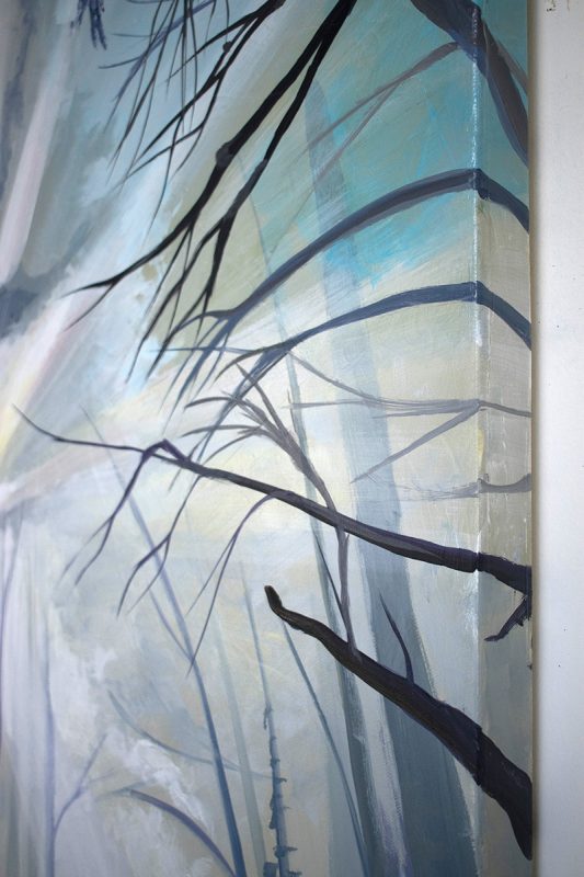 Close-up detail of Cedar Lee painting titled Blue Mist