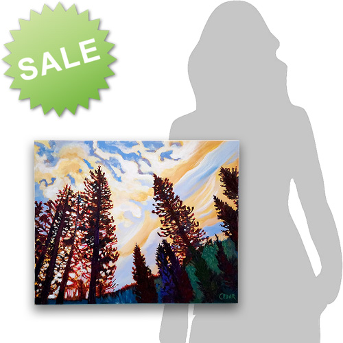 Hand-Embellished Canvas Print: Yosemite Sky (Violet & Gold), 16 x 20 -  Art by Cedar Lee