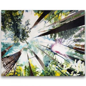 Coastal Redwoods | Peaceful Nature Forest | Colorful Large-Scale Art | Original Art Statement Piece for Corporate Art or Home Collection