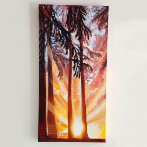 Celebrating beautiful Mt. Tabor in Portland, OR | PNW Original Art | Vertical Tree Paintings for Home or Office