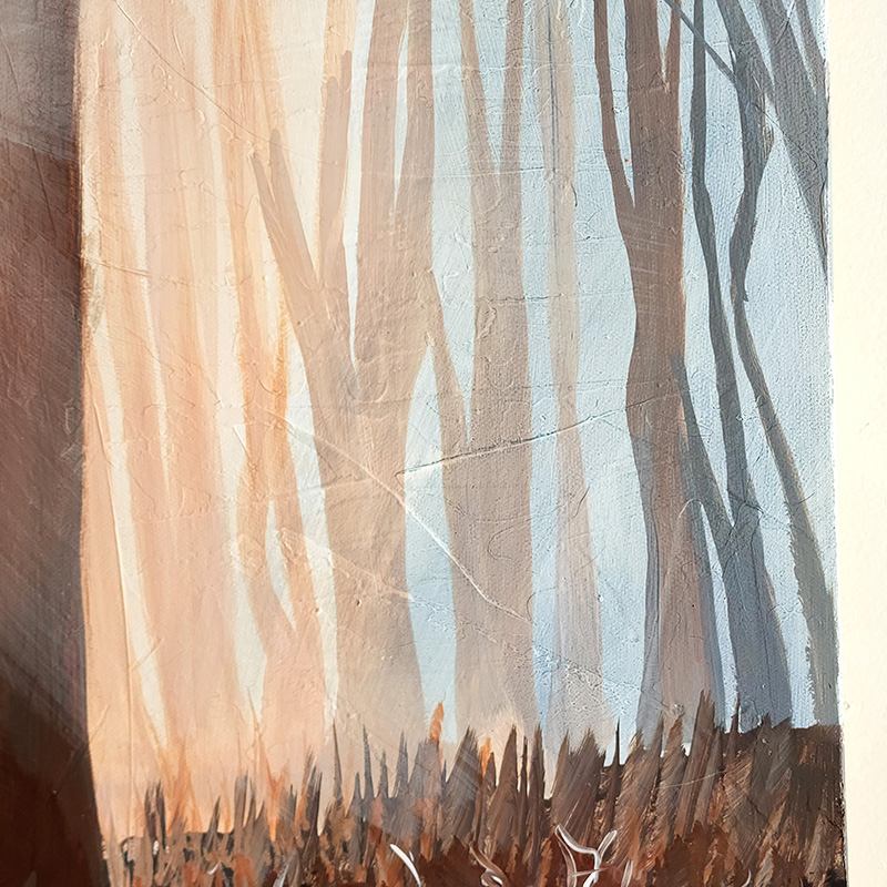 Paintings by Portland OR Artist Cedar Lee: The Path | Panorama Landscape Painting of Forest Fog | Peaceful Nature Art