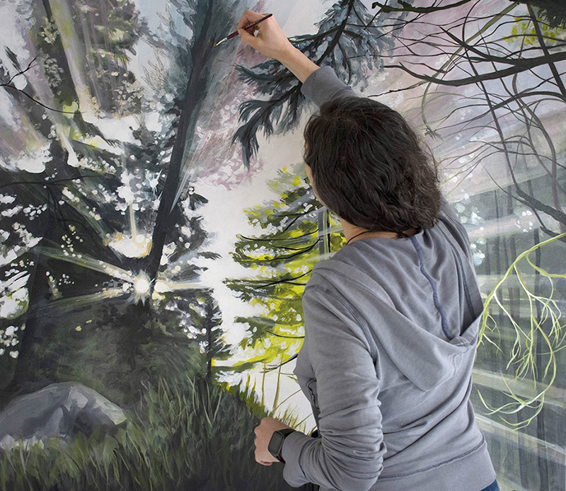 Cedar Lee painting large scale forest art