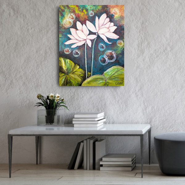 Lotus Bubbles painting by Cedar Lee