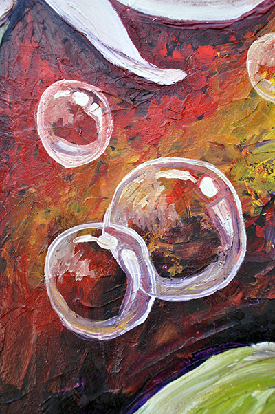 Detail: Lotus Bubbles. 30″ x 24″, Oil on Wood, © 2016 Cedar Lee