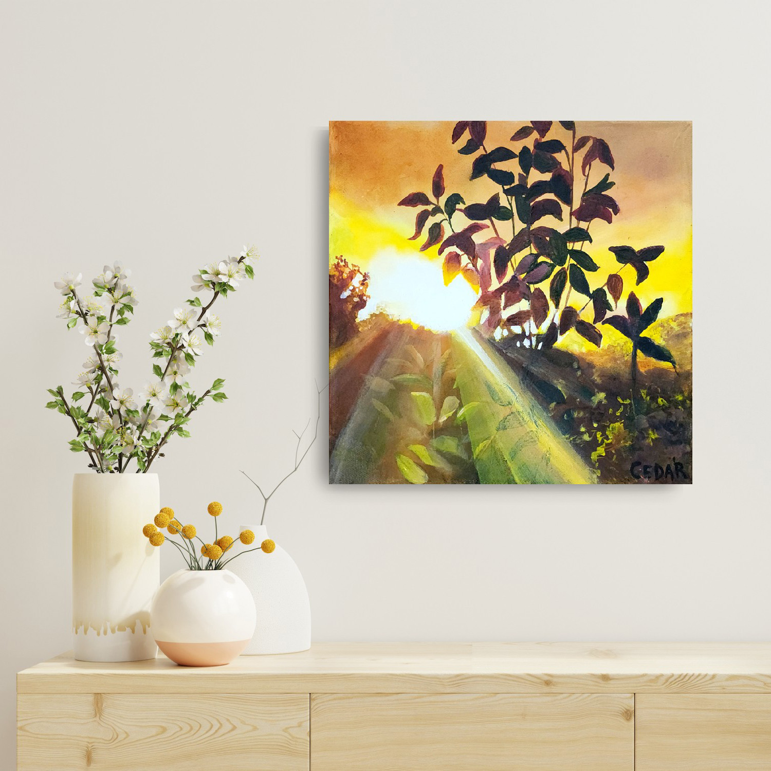 Costa Rica Sunset Original Painting by Cedar Lee