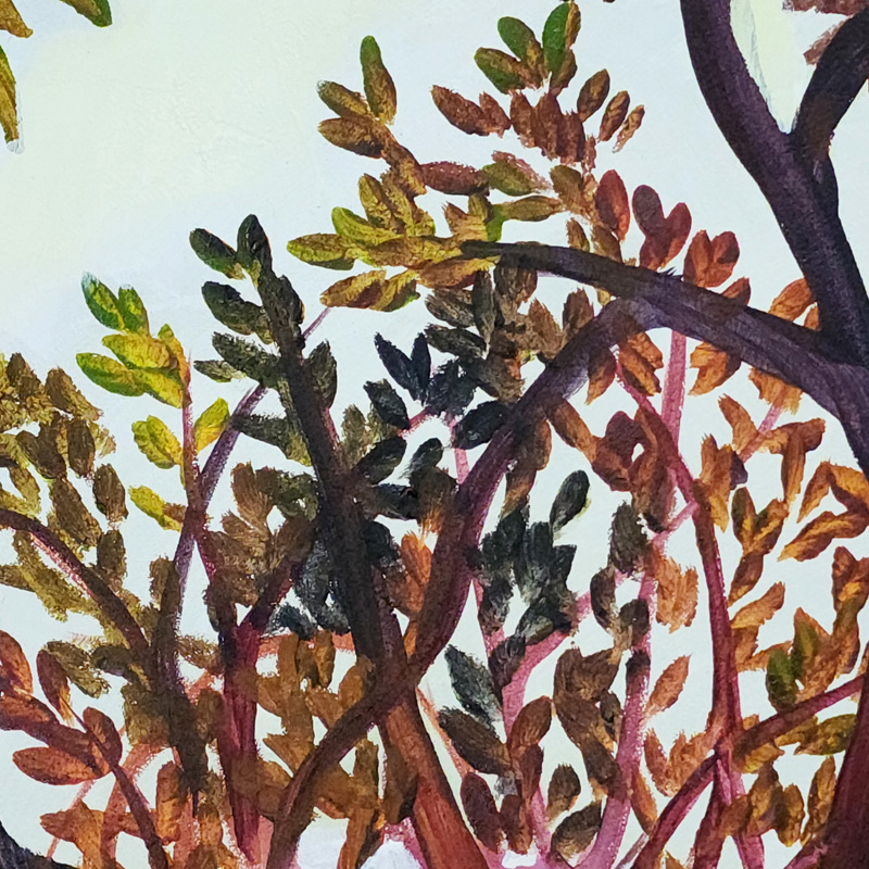 Close-up detail of leaves: Costa Rica Tree painting by Cedar Lee