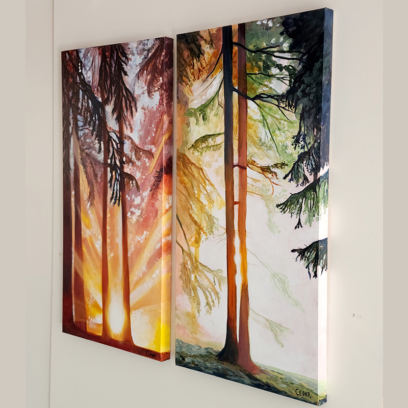 Cedar Lee paintings with painted edges