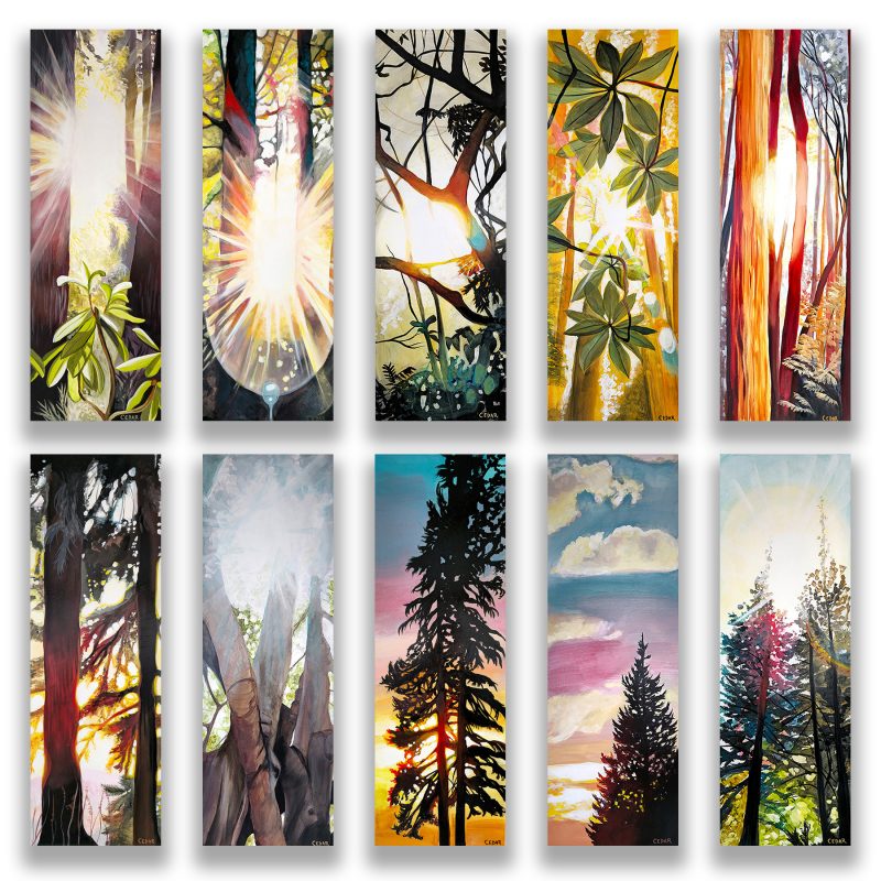 10 colorful sunshine tree paintings by Cedar Lee