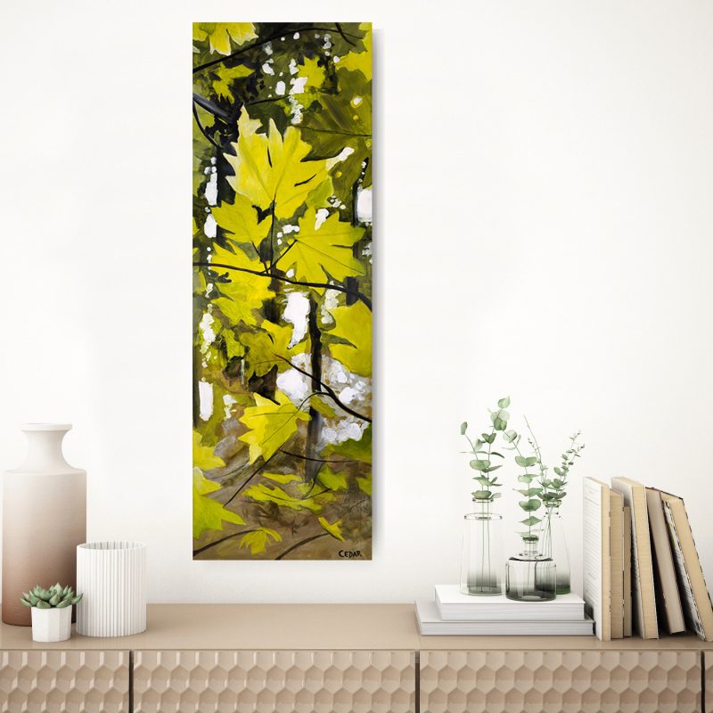Painting of big leaf maple leaves in fall