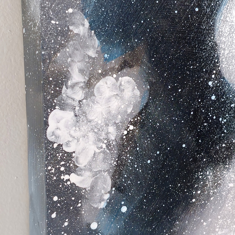 Close-up detail of painting: Milky Way Over Glacier Peak