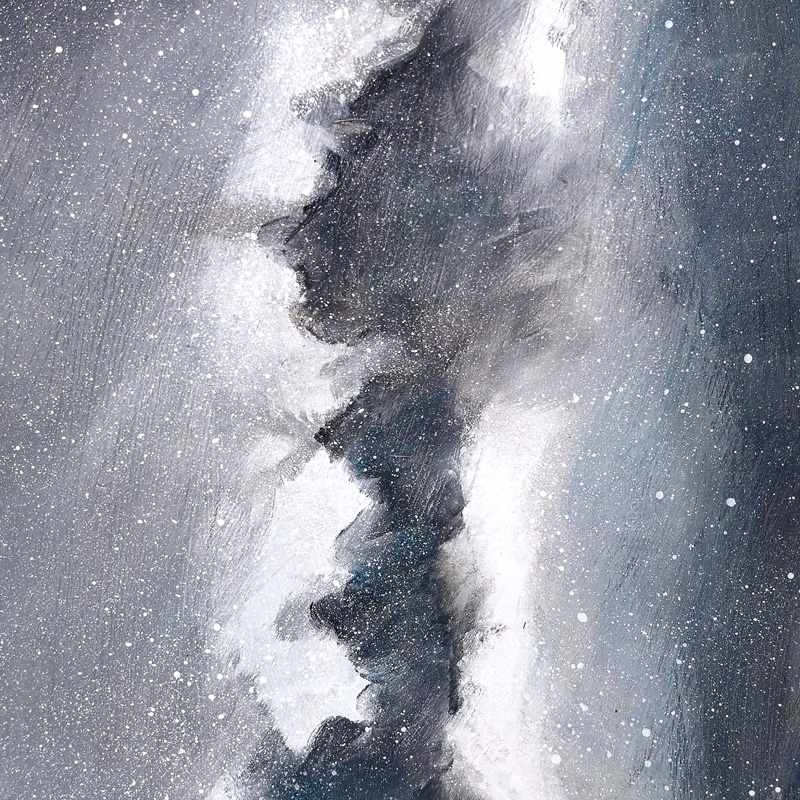 Close-up detail of painting: Milky Way Over Mt. Hood