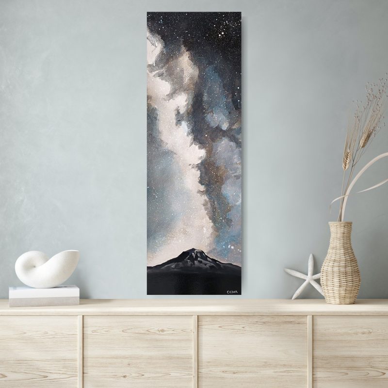 Milky Way Mountain Paintings: Milky Way Over Mt. Rainier