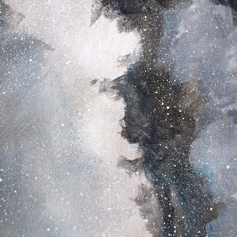 Close-up detail of painting: Milky Way Over Mt. Rainier