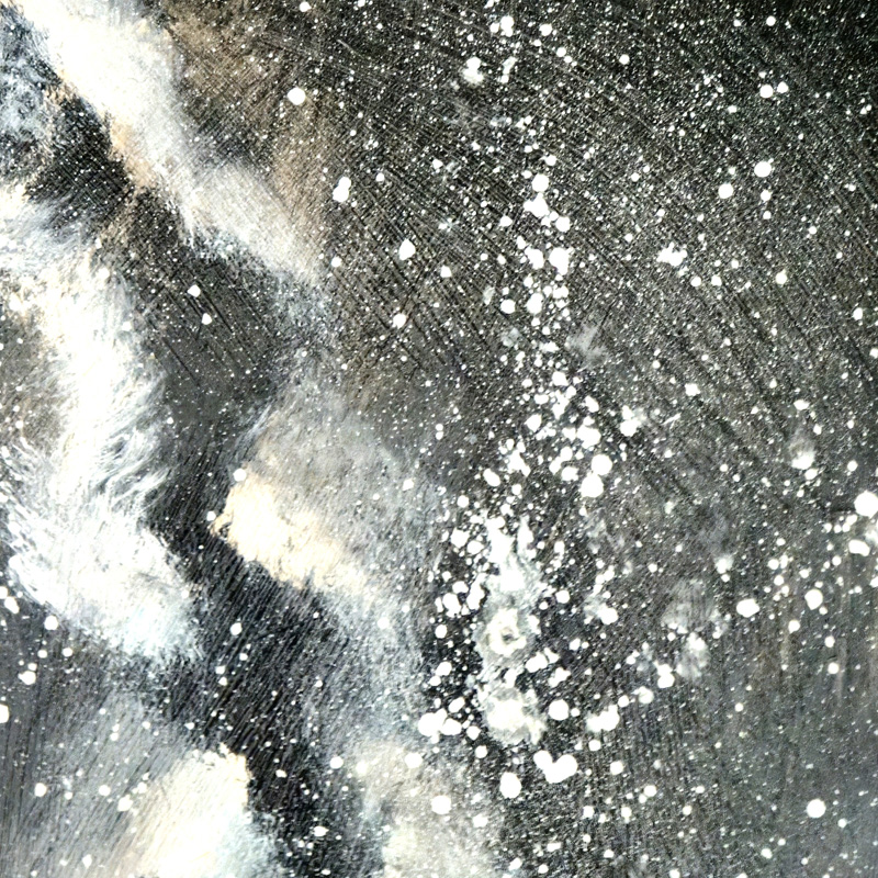 Closeup detail of abstract painting to create starry sky