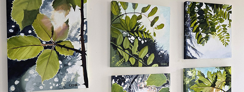 Green Leaf Paintings by Cedar Lee