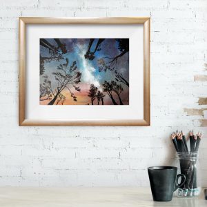 Beneath Cosmic Light Art Print Framed