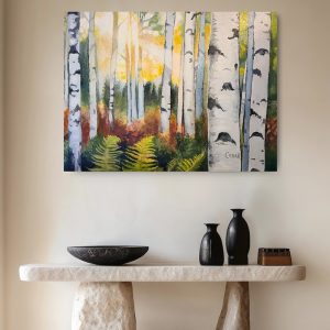 Birch Forest Sunbeams painting by Cedar Lee