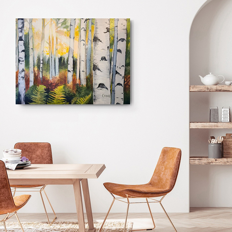 Birch forest painting by Cedar Lee