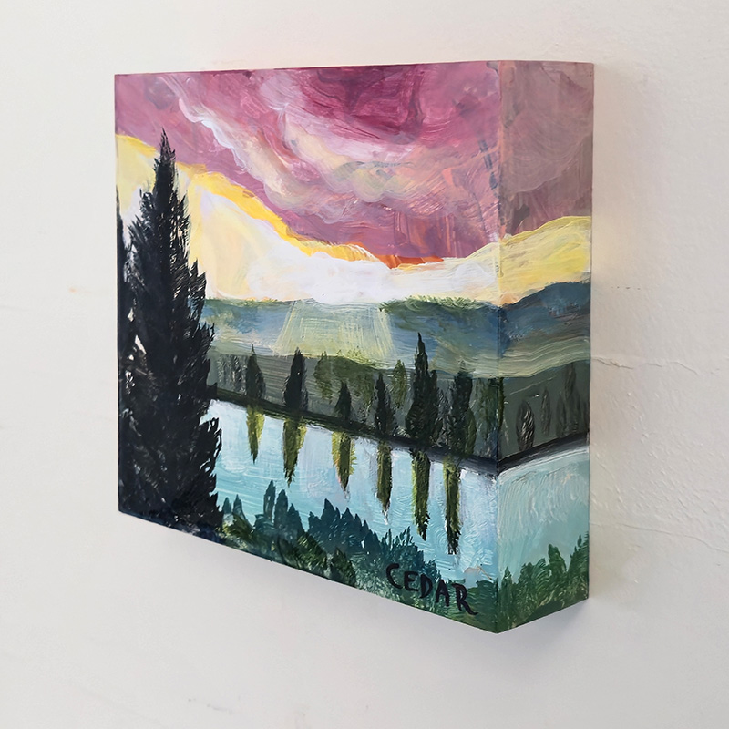 Sunset Over Reservoir Painting