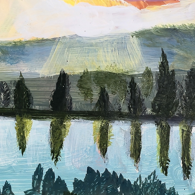 Sunset Over Reservoir Painting