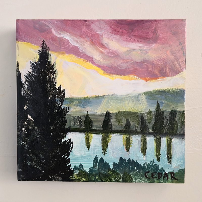 Sunset Over Reservoir Painting