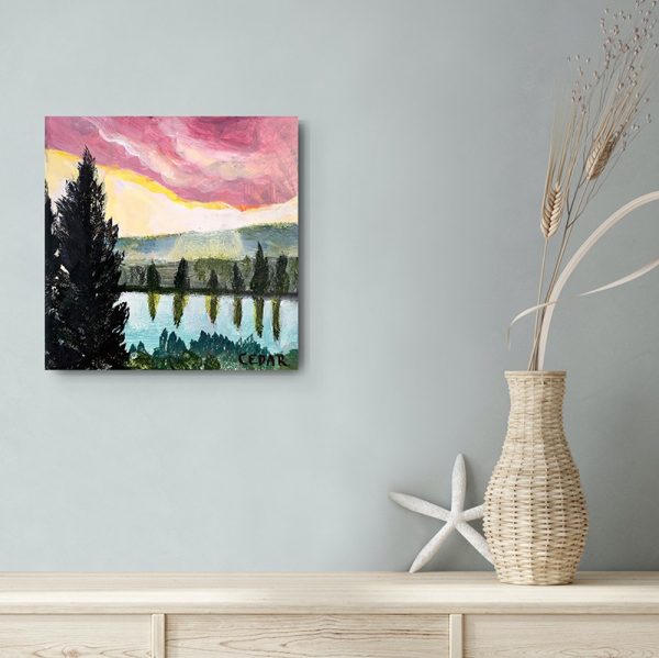 Sunset Over Reservoir Painting