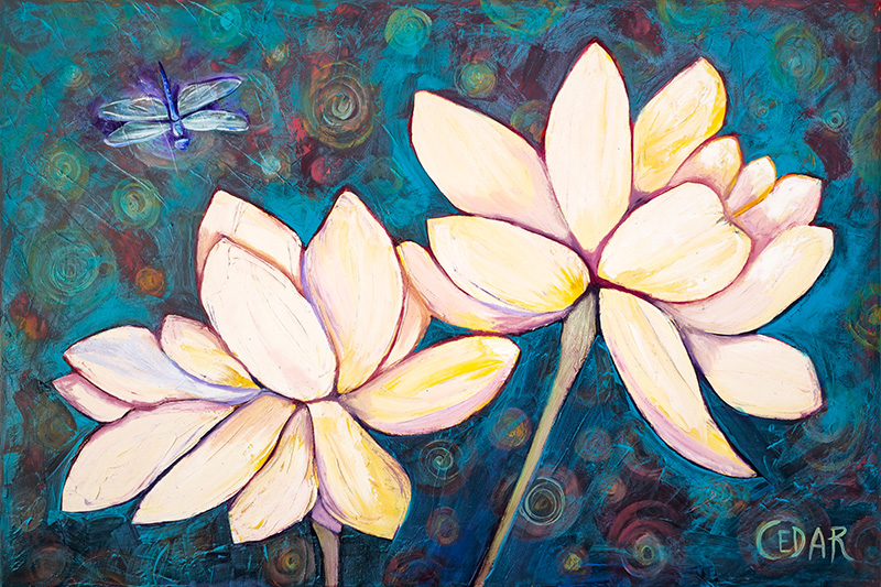 Dragonfly's Discovery. 24" x 36", Oil on Canvas, © 2024 Cedar Lee