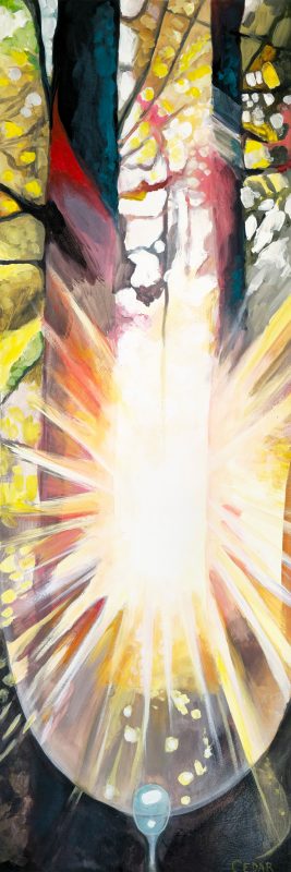 Light Scatter. 36" x 12", Acrylic on Wood, © 2024 Cedar Lee